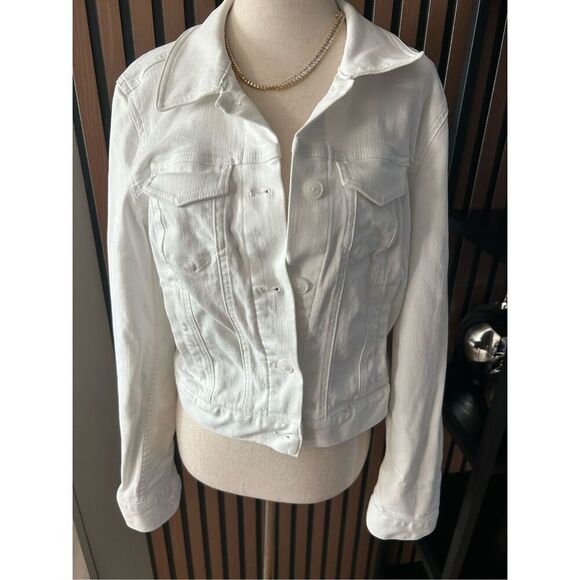 Ann Taylor Jean jacket stretchy comfy size small white - Picture 1 of 7